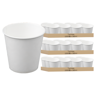 Tamsaa 純白紙杯 1000個, 天然紙漿製造, 乾淨的無印花紙杯, 3箱