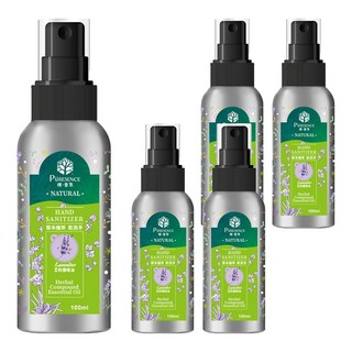 PURESENCE 樸香氛 草本植萃複方精油乾洗手 100ml, 鎖水保濕 SGS檢驗 抗菌效果達99.9%, 5瓶