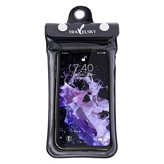 TRAVELSKY 手機防水袋 iPhone/三星/OPPO/小米/ASUS 適用6.5吋內 氣囊款 M, 透黑, 1個