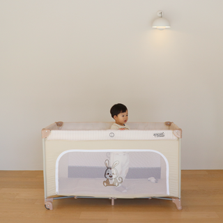 monkey bunny 嬰幼兒用 Sweet Dream 5秒速開便攜式折疊床全套組, 米色