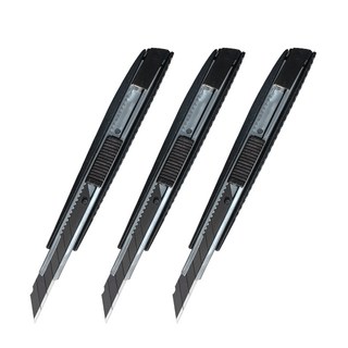 Tamsaa 小型金屬機身精密美工刀 紙雕藝術 9mm, 3個, 黑色 + 灰色調