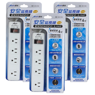 Mayka 明家電腦用4插1開關延長線, 1.8m, 白色, 3條