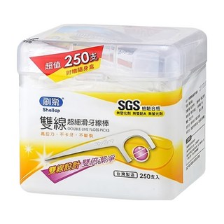 Shallop 刷樂 雙線超細滑牙線棒, 250支, 1盒