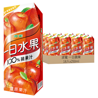波蜜 一日蔬果 100%蘋果汁, 250ml, 18入