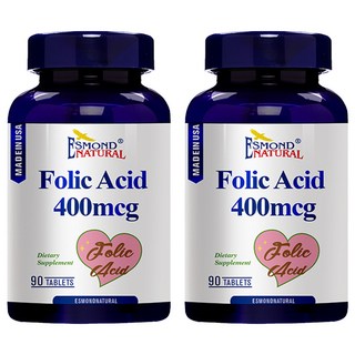 ESMOND NATURAL 愛司盟 葉酸食品錠 400mcg, 90顆, 2瓶