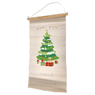 日本刺繡聖誕裝飾樹布掛軸 (大), L(54.5 x 28cm), 1個, 米色