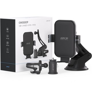 주파집 4.5세대 차량용 무선충전 거치대 세트, 블랙, CWC02CP