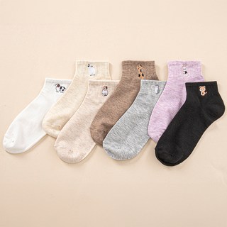 BASE ALPHA ESSENTIALS 女性可愛動物刺繡亮點襪子7件組