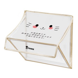 UTOOKII 無痕壁掛浴室防水收納袋 PVC 鐵架, 透明, 1入