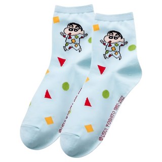 ONEDER 旺達棉品 蠟筆小新少女襪 台灣製, 滿版綠, 22~26