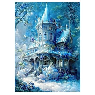 創彩 鑽石畫組 5D 40x30cm, 藍色城堡, 1組