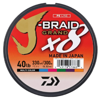DAIWA 釣線 JB X8U 330yds 5 50lb, MULTI COLOR, 1捲
