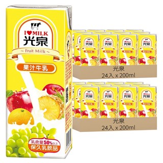 光泉 果汁牛乳, 200ml, 48入