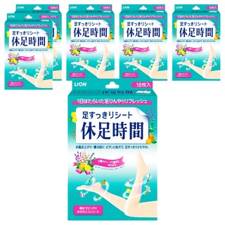 LION 獅王 休足時間 清涼舒緩貼片, 採用舒適材質, 高含水凝膠貼布, 有效減少足部疲勞, 18片, 6盒