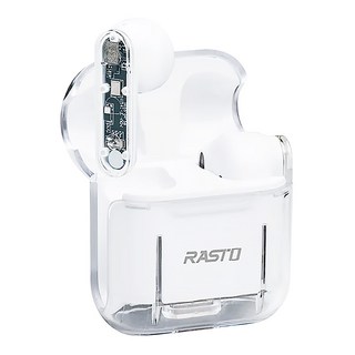 RASTO 透視款TWS真無線藍牙5.3耳機 1組, RS52, 透明色 + 白色