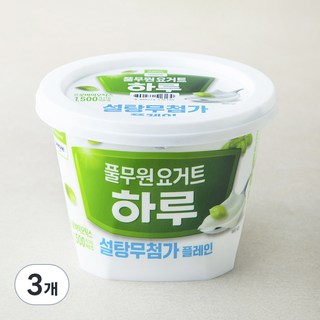 풀무원 하루 설탕무첨가 플레인 요거트, 400g, 3개