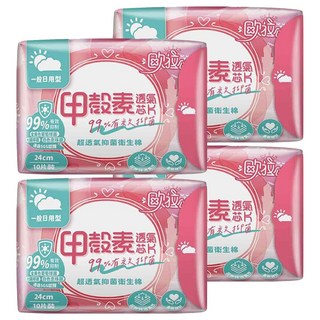 歐拉公主 超透氣甲殼素抑菌衛生棉 一般日用型, 24cm, 10片, 4包