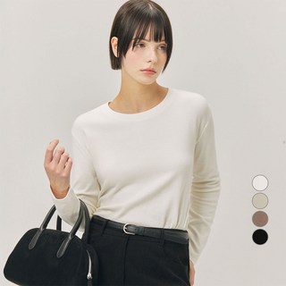 ELLEPARIS 여성용 고밀도 피치드 기모 긴팔 티셔츠