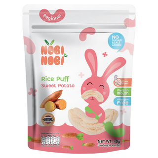 NOBI 彎彎米菓6M+ 寶寶健康零食 無糖無鹽 獨立包裝, 番薯, 40g, 1包
