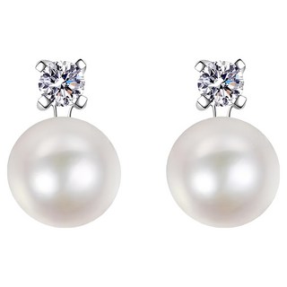CF Diamond 耳環 天然淡水珍珠 莫桑鑽 20分 ER801