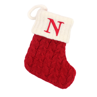 聖誕紅刺繡聖誕襪, 字母N, 1個, 18 x 14cm