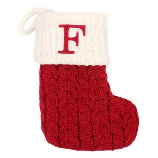 聖誕紅刺繡字母聖誕襪 字母F 針織材質 節慶裝飾, 1個