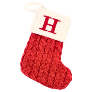 聖誕紅刺繡字母聖誕襪 字母H 聖誕裝飾, 1個, 17.5 x 13.5cm