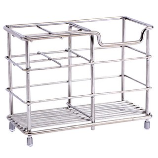 FANCY LIFE 不鏽鋼牙刷架 小款四格 底部防滑墊 多樣收納, 不鏽鋼色, 1個