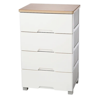 和歌山寬型四層收納櫃 56.6 x 42.6 x 89.2cm 112L White 56.6cm, 白色, 4層