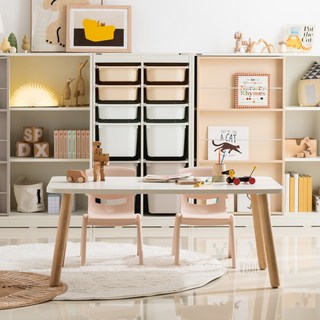 리바트 꼼므 1200 아이책상 + 의자 2p 세트 방문설치, 화이트(책상), 베이지(의자)