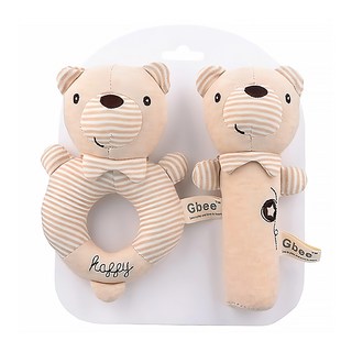 Gbee 搖鈴手抓棒 Set, 彩棉小熊, 1組