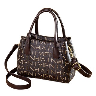 Dobrother 女款Chobika皮革托特包字樣印刷斜背多口袋方形手提肩背包