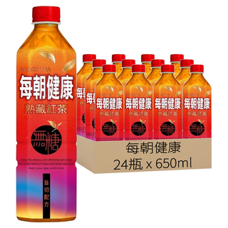 每朝健康 熟藏紅茶 無糖, 650ml, 24瓶