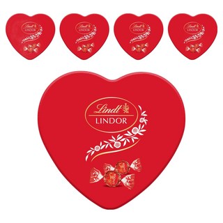 Lindt 瑞士蓮 LINDOR Lindor 愛心鐵盒巧克力 8入, 100g, 5個