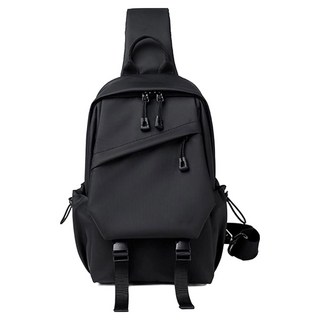 Mini嚴選 造型尼龍休閒胸前包 耐磨面料, 黑色, 19 x 31 x 11 cm