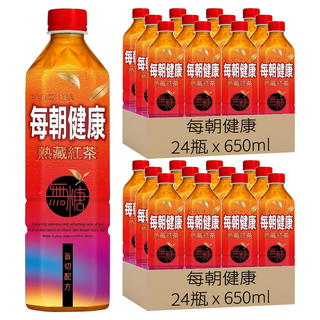 每朝健康 熟藏紅茶 無糖, 650ml, 48瓶