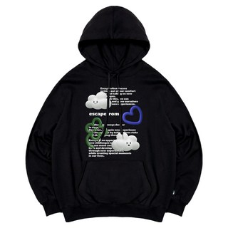 Escapefrom 3D雲朵印花連帽T恤 三層毛圈布 基本款