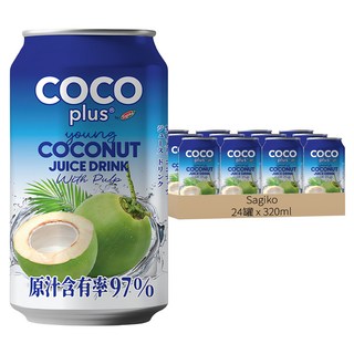 Sagiko Cocoplus 椰子水 含果肉, 320ml, 24罐