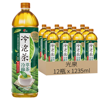 光泉 冷泡茶 冷萃綠茶 無糖, 1235ml, 12瓶