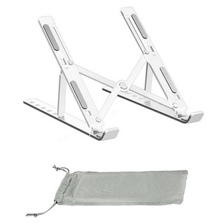Home Planet 可折疊便攜型鋁合金筆電支架, 6段角度調節, 適用於筆記型電腦/平板電腦, 金屬灰, 1個