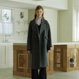 VIKI 女款手工雙排扣羊毛長版大衣 TJHAY2642