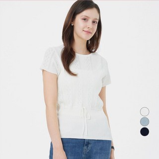 ELLE PARIS 여성용 스카시 스트링 반팔 니트