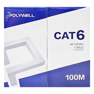 POLYWELL 寶利威爾 CAT6 網路線箱線 24AWG UL認證 通過Fluke測試 PW15-W59-B010, 100m, 白色, 1條