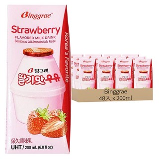Binggrae 草莓牛奶, 200ml, 48入