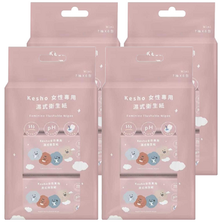 KeSHO 女性專用溼式衛生紙 粉色, 4個, 5.7g, 6包
