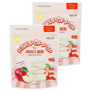 AGA-AE 益生菌寶寶米餅 適合6個月以上寶寶 易抓握不沾手, 蘋果, 20g, 2包