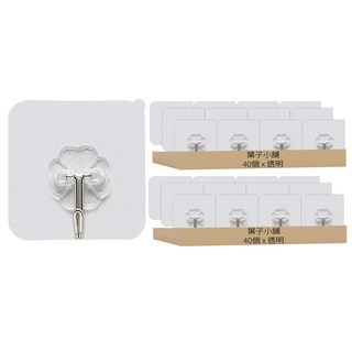 葉子小舖 防水無痕掛鉤 單一款 承重5公斤 尺寸6*6cm, 透明, 80個