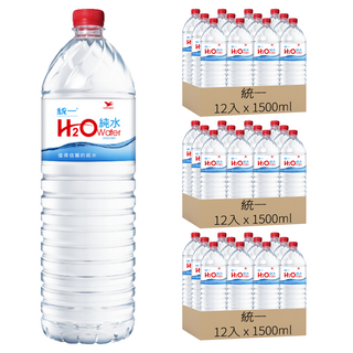統一 H2O 純水 water, 1.5L, 36瓶