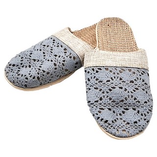 AXIS 艾克思 女款編織款亞麻透氣防滑包頭室內拖鞋 棉布內襯柔軟親膚 亞麻中底吸濕防滑, 灰色, 1雙