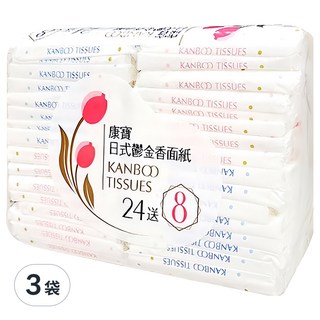 Kanboo 康寶 日式鬱金香 雙層面紙隨身包 10張, 32包, 3袋